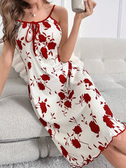 Elegant Plus Size Women's Floral Print Slip Nightgown - Comfy Polyester & Elastane Blend