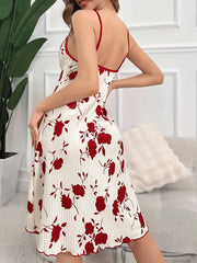 Elegant Plus Size Women's Floral Print Slip Nightgown - Comfy Polyester & Elastane Blend