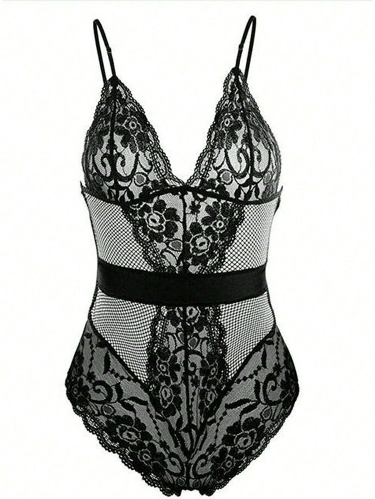 Lace Bodysuit Sexy Lingerie Naughty Pajamas V Neck