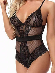 Lace Bodysuit Sexy Lingerie Naughty Pajamas V Neck
