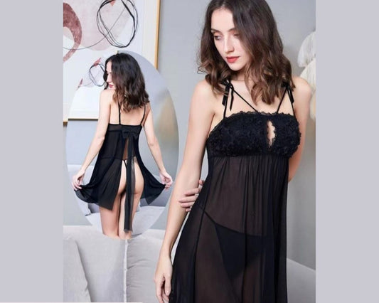 Black Net Lace shorts nighty