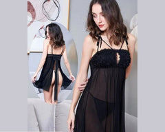 Black Net Lace shorts nighty