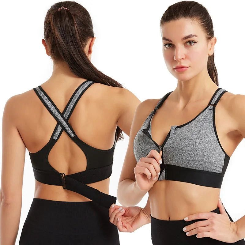 Front Zipper Sports Casual or Gym Bra