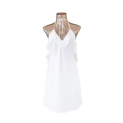 High Quality New Satin Suspender Solid Color Sexy Nightgown Women's Deep V Tie Neck Hanging Women's Pajamas