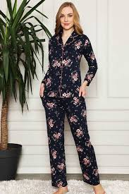 Cotton Floral Print Short Sleeve Shirt and Pajama Set